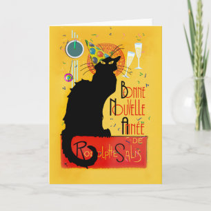 Cartão De Festividades Partido do Feliz ano novo do Chat Noir