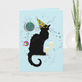 Cartão De Festividades Partido do Feliz ano novo do Chat Noir