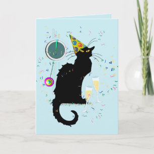 Cartão De Festividades Partido do Feliz ano novo do Chat Noir