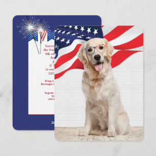 Cartão De Festividades Partido do ouro Retriever 4 de julho
