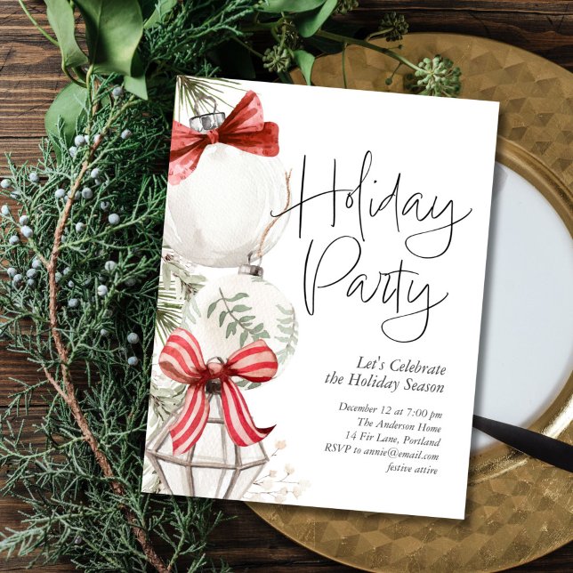 Cartão De Festividades Partido Feriado Baubles (Criador carregado)