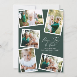 Cartão De Festividades Partido verde multifoto elegante com script