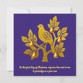 Cartão De Festividades Partridge Em Uma Árvore De Peras Natal Dourado Rox