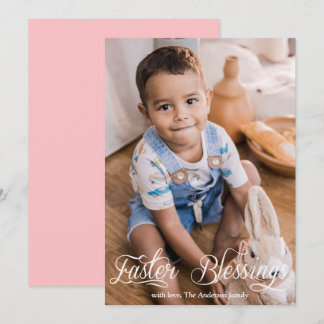 Cartão De Festividades Páscoa Abençoa A Família Bebê Foto Rosa