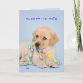 Cartão De Festividades Páscoa amarela especial do filhote de cachorro de