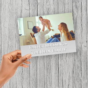 Cartão De Festividades Páscoa Benchings Cheio Família Baseada em Foto Rox