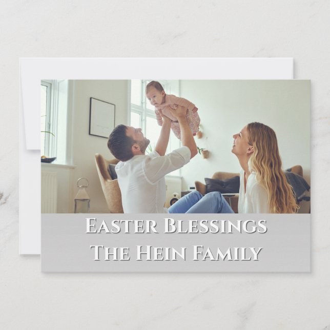 Cartão De Festividades Páscoa Benchings Cheio Família Baseada em Foto Rox (Frente)