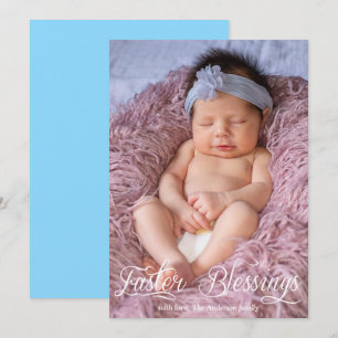 Cartão De Festividades Páscoa Beneficia Família Baby Boy Foto Azul