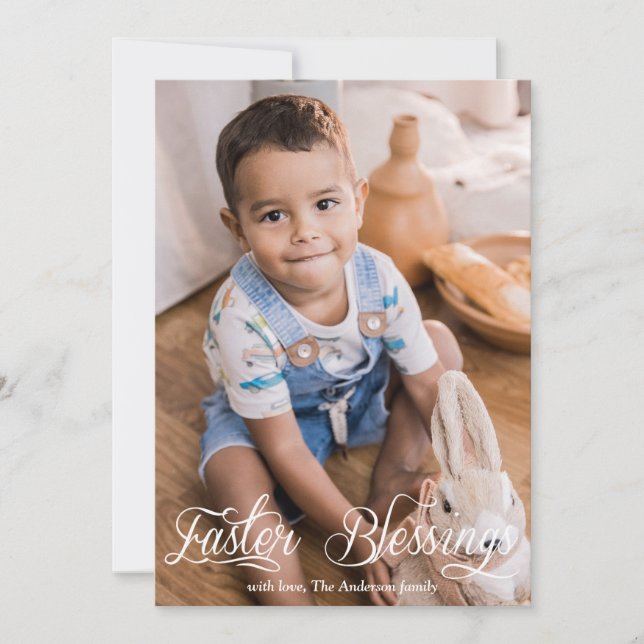 Cartão De Festividades Páscoa Beneficia Infância Foto da Família (Frente)