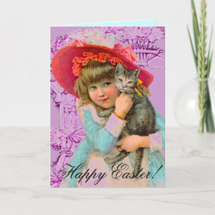 CARTÃO DE FESTIVIDADES PÁSCOA CARD-CHILD W. GRANDE RED HAT & CAT DO