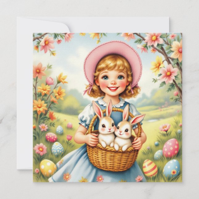 Cartão De Festividades Páscoa com Bunnies (Frente)