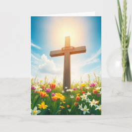 Cartão De Festividades Páscoa Cross e Halo