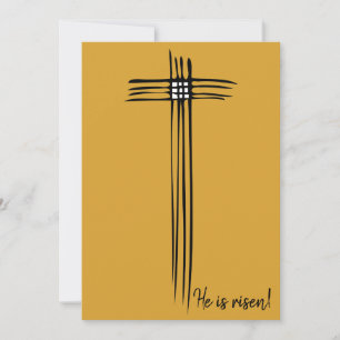 Cartão De Festividades Páscoa Cross Yellow Jesus é risen card