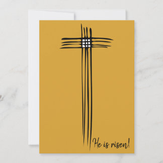Cartão De Festividades Páscoa Cross Yellow Jesus é risen card