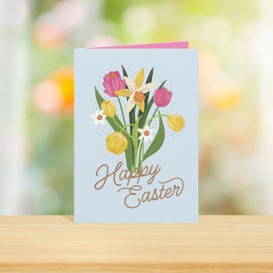 Cartão De Festividades Páscoa Daffodil Tulip do Buquê primavera