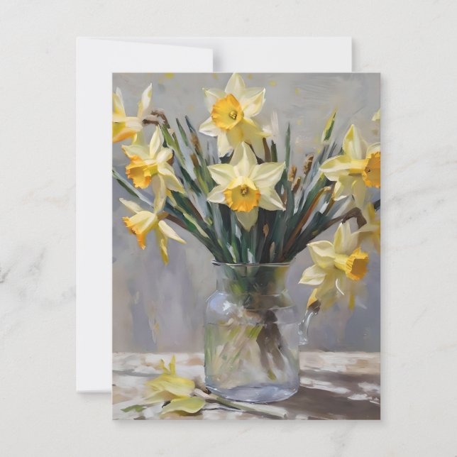 Cartão De Festividades Páscoa Daffodils D - Óleos (Frente)