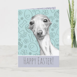 Cartão De Festividades Páscoa de cães de galgos com galinha verde Paste