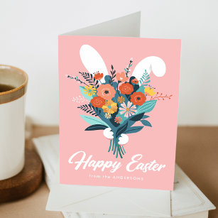 Cartão De Festividades Páscoa de coelhinhos bonitos