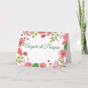 Cartão De Festividades Páscoa de Flores de Aquarela Italiana