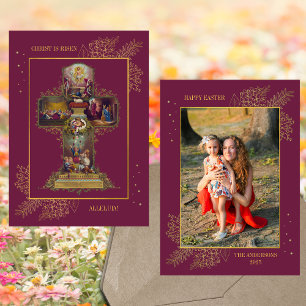 Cartão De Festividades Páscoa de Fotografia da Família de Resurreição Cru