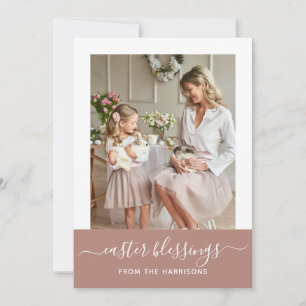 Cartão De Festividades Páscoa de Fotografias da Família de Script Blush E