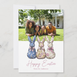 Cartão De Festividades Páscoa de Fotografias de Coquette Floral Bunny Cut