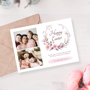 Cartão De Festividades Páscoa de Fotografias Personalizadas Floral Perso