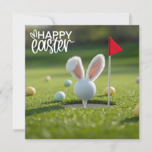 Cartão De Festividades Páscoa de golfe com orelha de coelho de bola de go
