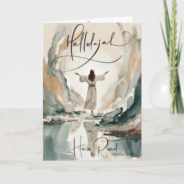 Cartão De Festividades Páscoa de pintura de ressurreição do cristo (Frente)