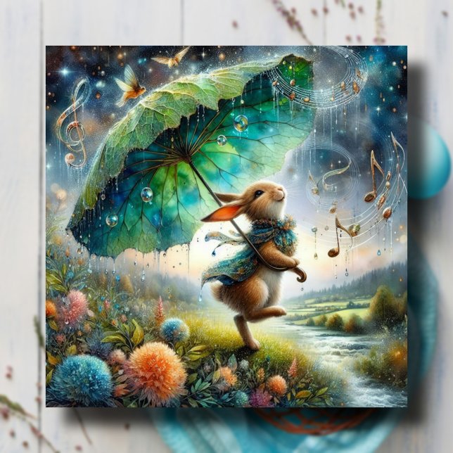 Cartão De Festividades Páscoa de Serenade no Dia da Chuva de Bunny (Criador carregado)