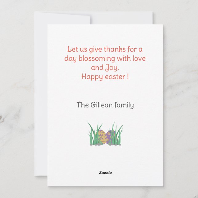 Cartão De Festividades páscoa dia, felz pascoa para a família 2 foto (Verso)