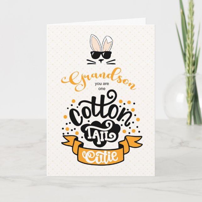Cartão De Festividades Páscoa do neto Cottontail (Frente)