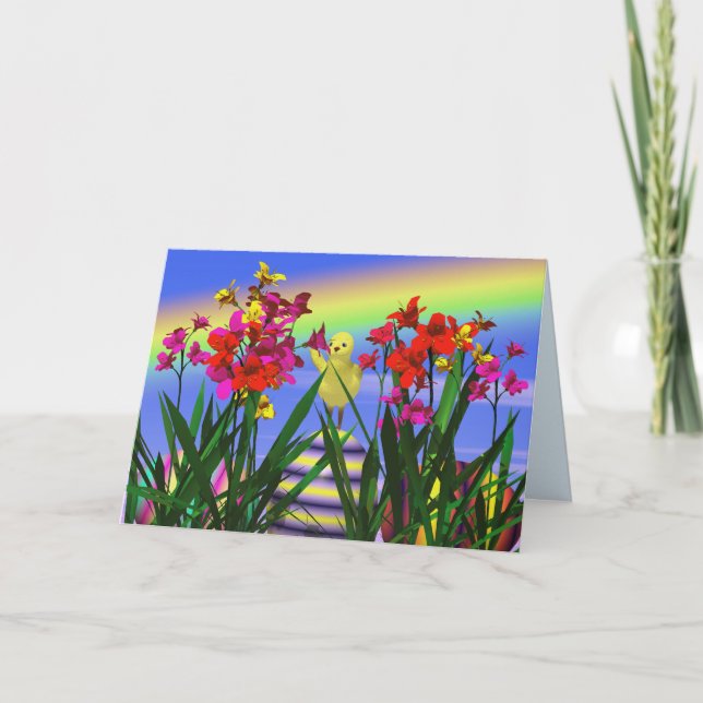 Cartão De Festividades Páscoa e flores (Frente)