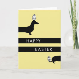 Cartão De Festividades Páscoa engraçada do amarelo do Dachshund