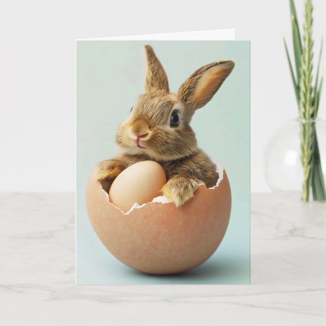 Cartão De Festividades Páscoa Engraçado de Bunny Egg (Frente)