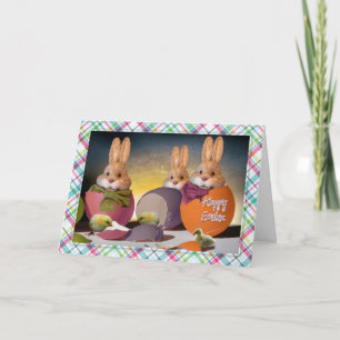 Cartão De Festividades Páscoa - "Felz pascoa" - Bunnies & Chics