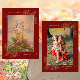 Cartão De Festividades Páscoa Floral Cross Cristo é a família Risen Foto