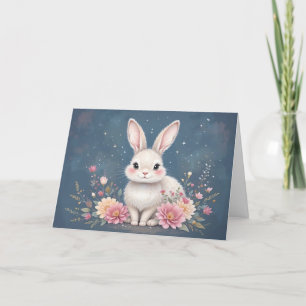 Cartão De Festividades Páscoa Floral de coelho Adorável