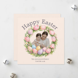 Cartão De Festividades Páscoa Floral Elegante Personalizada