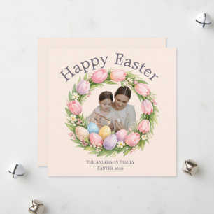 Cartão De Festividades Páscoa Floral Elegante Personalizada 