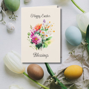 Cartão De Festividades Páscoa Floral Elegante Primavera