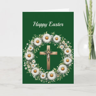 Cartão De Festividades Páscoa Floral Wreath Cross Ilustração
