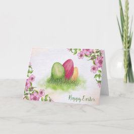 Cartão De Festividades Páscoa - flores & ovos da aguarela