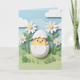 Cartão De Festividades Páscoa Frango Papercraft Flores de Margarida Prima