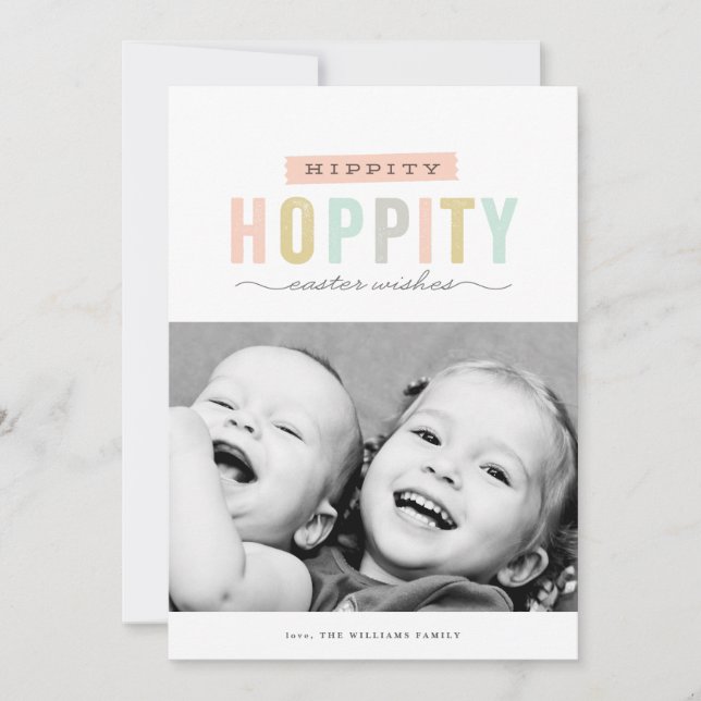 Cartão De Festividades Páscoa Hoppy | Placa de Páscoa de fotos (Frente)