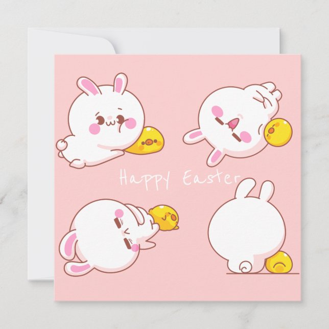 Cartão De Festividades Páscoa Kawaii (Frente)