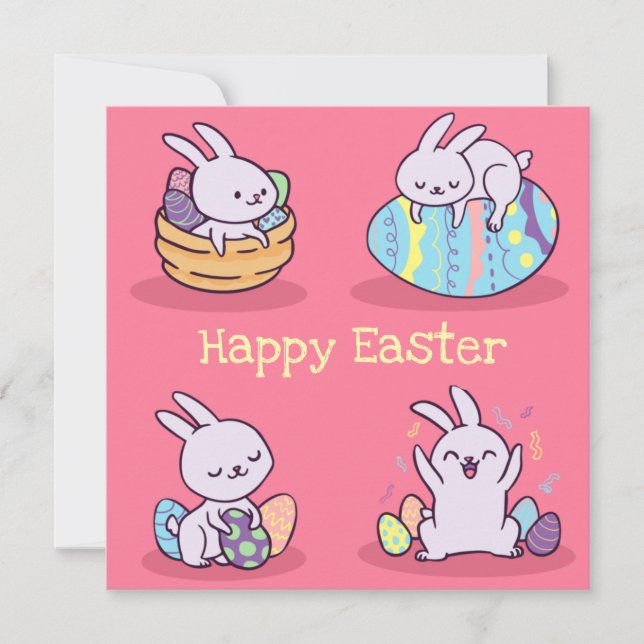 Cartão De Festividades Páscoa Kawaii (Frente)