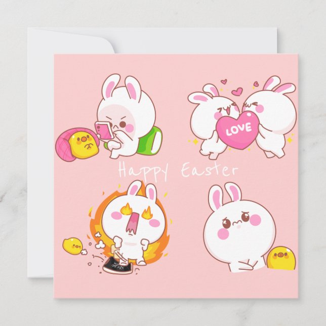 Cartão De Festividades Páscoa Kawaii (Frente)