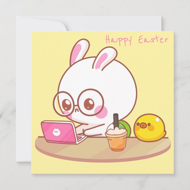 Cartão De Festividades Páscoa Kawaii (Frente)