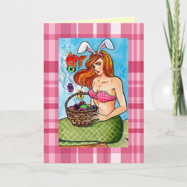 Cartão De Festividades Páscoa Mermad e seu ajudante (Frente)